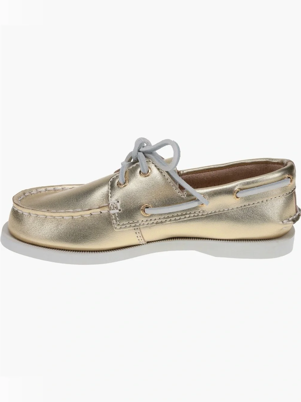 Sperry Kids Gold Metallic Leather Boat Shoes 2-Eye Lace Up Non-Slip Size 13